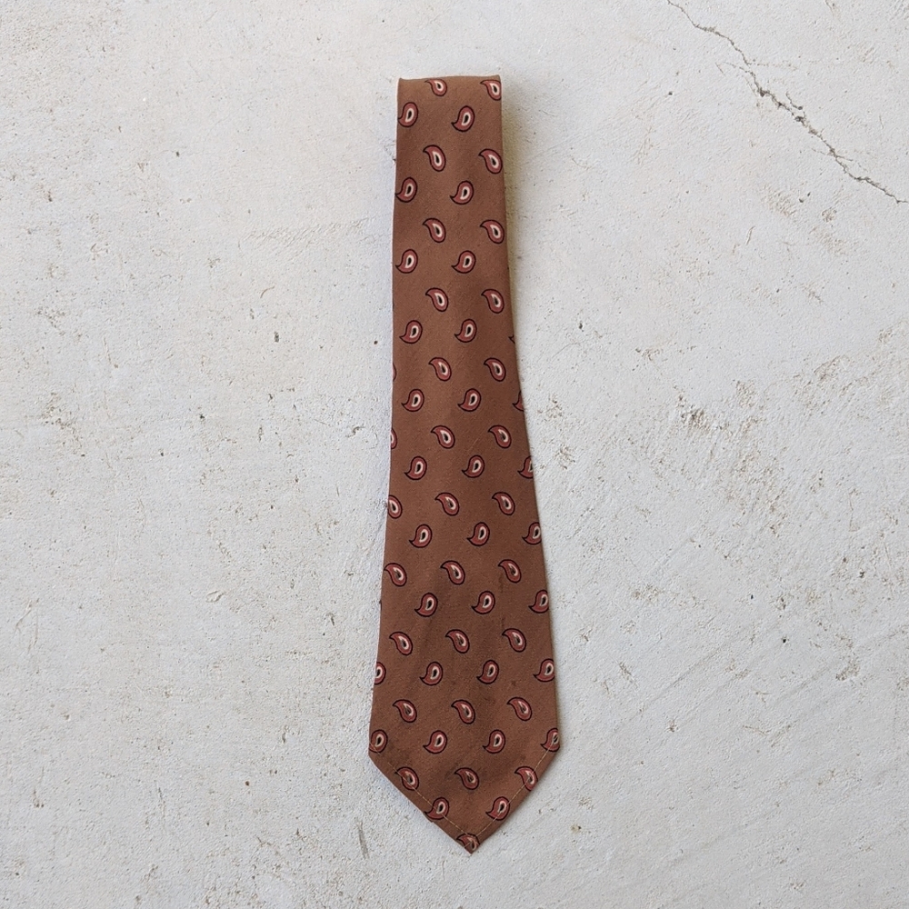Vintage 60s/70s brown paisley silk men's tie